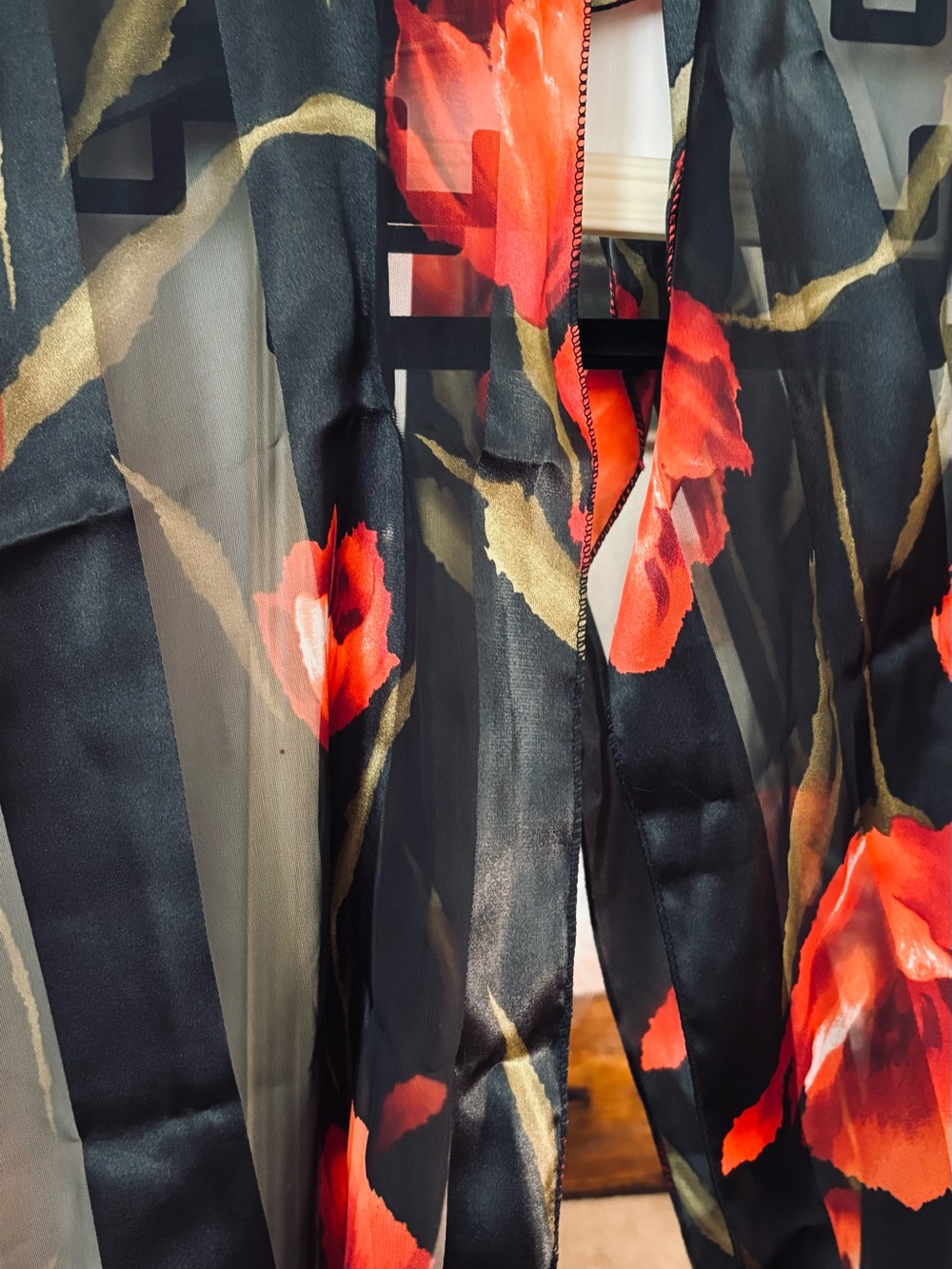 Perry Ellis Black Scarf with Red and Gold Floral Print just stunning!!